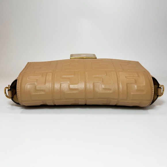 Fendi Nappa FF 1974 Embossed Baguette Bag Beige - Picture 8 of 15
